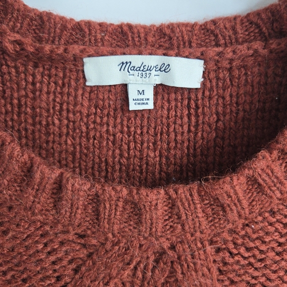 Madewell Firelight Sweater Rust Cable Knit Wool Blend - Picture 3 of 13